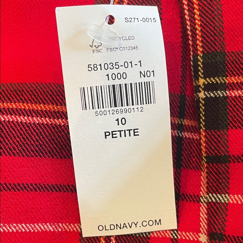 Old Navy Pixie High Rise Skinny Leg Pants Red/Black Plaid 10P - Picture 6 of 7